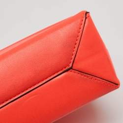 Pre Owned Stella McCartney Neon Orange Faux Leather Metal Flap Crossbody Bag