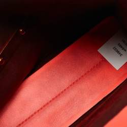 Pre Owned Stella McCartney Neon Orange Faux Leather Metal Flap Crossbody Bag