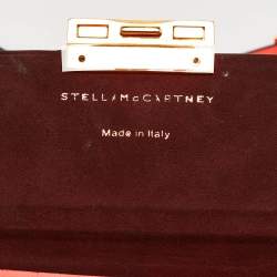 Pre Owned Stella McCartney Neon Orange Faux Leather Metal Flap Crossbody Bag