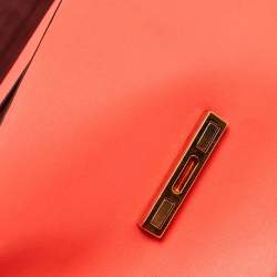 Pre Owned Stella McCartney Neon Orange Faux Leather Metal Flap Crossbody Bag