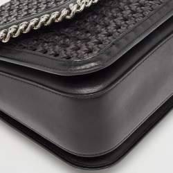 Pre Owned Stella McCartney Black Woven Faux Leather Falabella Box Shoulder Bag