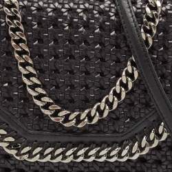 Pre Owned Stella McCartney Black Woven Faux Leather Falabella Box Shoulder Bag