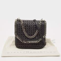Pre Owned Stella McCartney Black Woven Faux Leather Falabella Box Shoulder Bag
