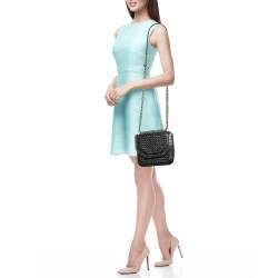 Pre Owned Stella McCartney Black Woven Faux Leather Falabella Box Shoulder Bag