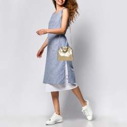 Pre Owned Stella McCartney Gold Faux Suede Tiny Falabella Tote