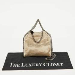 Pre Owned Stella McCartney Gold Faux Suede Tiny Falabella Tote