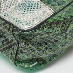 Stella McCartney Green Lizard and Python Embossed Leather Waverly Small Crossbody Bag