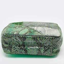 Stella McCartney Green Lizard and Python Embossed Leather Waverly Small Crossbody Bag