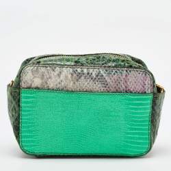 Stella McCartney Green Lizard and Python Embossed Leather Waverly Small Crossbody Bag