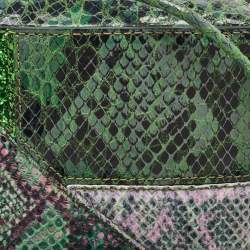 Stella McCartney Green Lizard and Python Embossed Leather Waverly Small Crossbody Bag