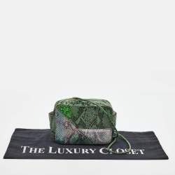 Stella McCartney Green Lizard and Python Embossed Leather Waverly Small Crossbody Bag