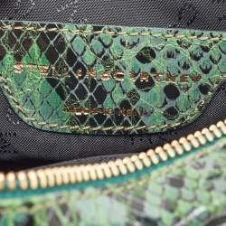 Stella McCartney Green Lizard and Python Embossed Leather Waverly Small Crossbody Bag