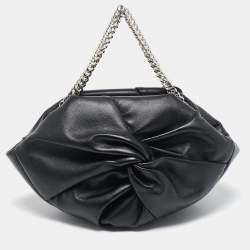 Stella McCartney Black Faux Leather Falabella Double Chain Shoulder Bag