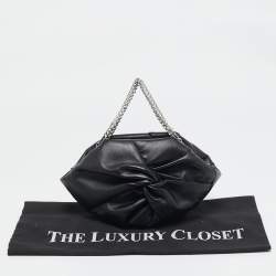 Stella McCartney Black Faux Leather Falabella Double Chain Shoulder Bag