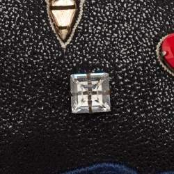 Pre Owned Stella McCartney Black Faux Suede Embellished Falabella Flap Crossbody Bag