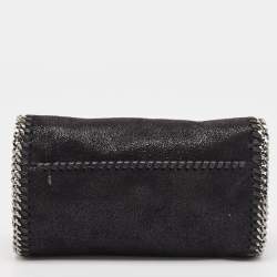 Pre Owned Stella McCartney Black Faux Suede Embellished Falabella Flap Crossbody Bag