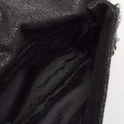 Pre Owned Stella McCartney Black Faux Suede Embellished Falabella Flap Crossbody Bag