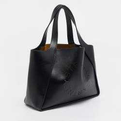 Stella McCartney Black Faux Leather Perforated Logo Tote