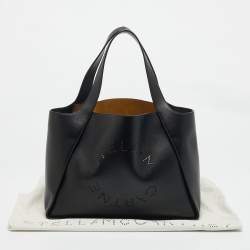 Stella McCartney Black Faux Leather Perforated Logo Tote