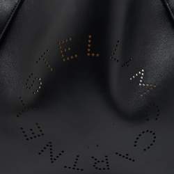 Stella McCartney Black Faux Leather Perforated Logo Tote