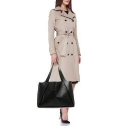 Stella McCartney Black Faux Leather Perforated Logo Tote