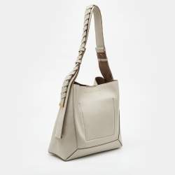 Stella McCartney Light Grey Faux Leather Medium Braided Handle Hobo