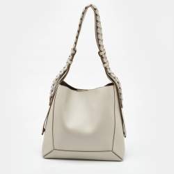 Stella McCartney Light Grey Faux Leather Medium Braided Handle Hobo