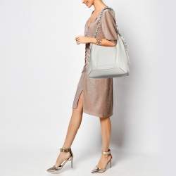 Stella McCartney Light Grey Faux Leather Medium Braided Handle Hobo