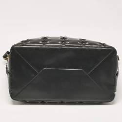 Stella McCartney Black Faux Leather Whipstitch Frayme Shopper Tote