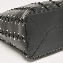 Stella McCartney Black Faux Leather Whipstitch Frayme Shopper Tote