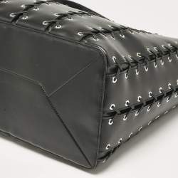Stella McCartney Black Faux Leather Whipstitch Frayme Shopper Tote