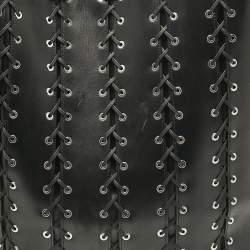 Stella McCartney Black Faux Leather Whipstitch Frayme Shopper Tote