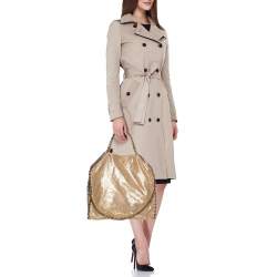 Pre Owned Stella McCartney Gold Faux Suede Small Falabella Tote