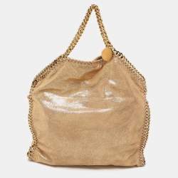 Pre Owned Stella McCartney Gold Faux Suede Small Falabella Tote