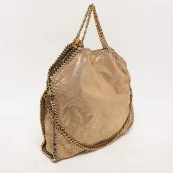 Pre Owned Stella McCartney Gold Faux Suede Small Falabella Tote