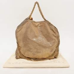 Pre Owned Stella McCartney Gold Faux Suede Small Falabella Tote