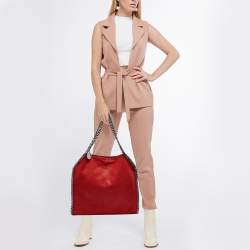 Stella McCartney Red Faux Suede Small Falabella Tote