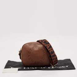 Stella McCartney Brown Faux Leather Small Logo Camera Crossbody Bag