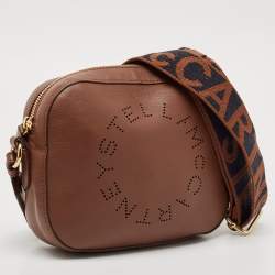 Stella McCartney Brown Faux Leather Small Logo Camera Crossbody Bag