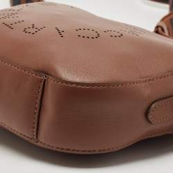 Stella McCartney Brown Faux Leather Small Logo Camera Crossbody Bag