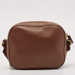 Stella McCartney Brown Faux Leather Small Logo Camera Crossbody Bag