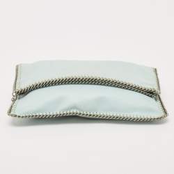 Stella McCartney Mint Green Faux Suede Falabella Foldover Clutch