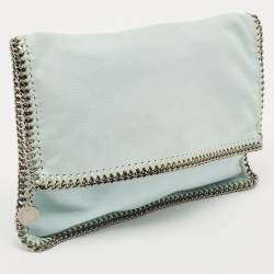 Stella McCartney Mint Green Faux Suede Falabella Foldover Clutch