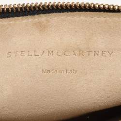 Pre Owned Stella McCartney Beige/Black Canvas and Faux Leather Wristlet Clutch
