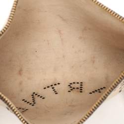 Pre Owned Stella McCartney Beige/Black Canvas and Faux Leather Wristlet Clutch