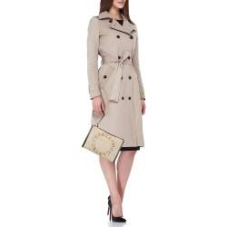 Pre Owned Stella McCartney Beige/Black Canvas and Faux Leather Wristlet Clutch