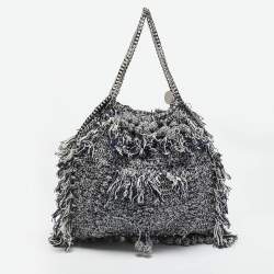 Stella McCartney Navy Blue/White Crochet Fabric Large Falabella Tote
