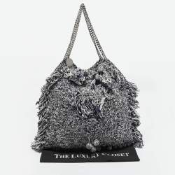 Stella McCartney Navy Blue/White Crochet Fabric Large Falabella Tote