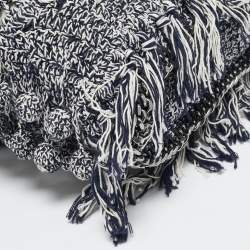 Stella McCartney Navy Blue/White Crochet Fabric Large Falabella Tote