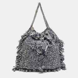 Stella McCartney Navy Blue/White Crochet Fabric Large Falabella Tote